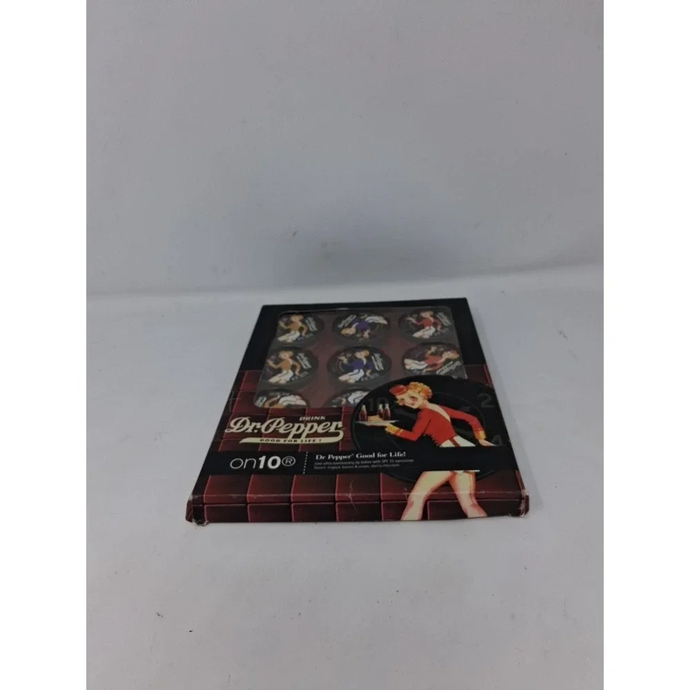 Dr Pepper on10 Lip Balm Set 9 Tins SPF 15 Vintage Pinup Retro Soda Flavors NIB Y